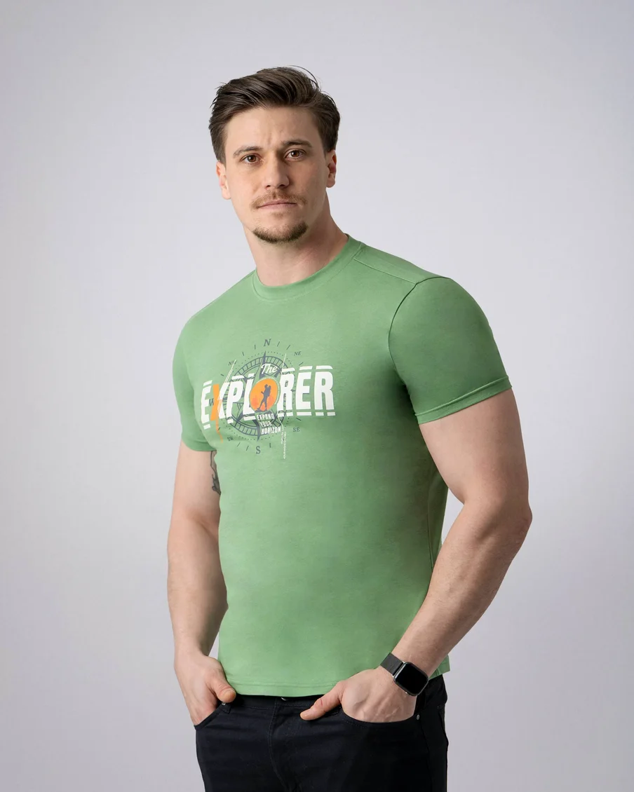 Image 2 of - menstshirtwprintgreen2jpg