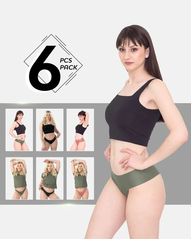 Nylon-Elasthan Hipster & Brazilian Slip – 6er-Pack