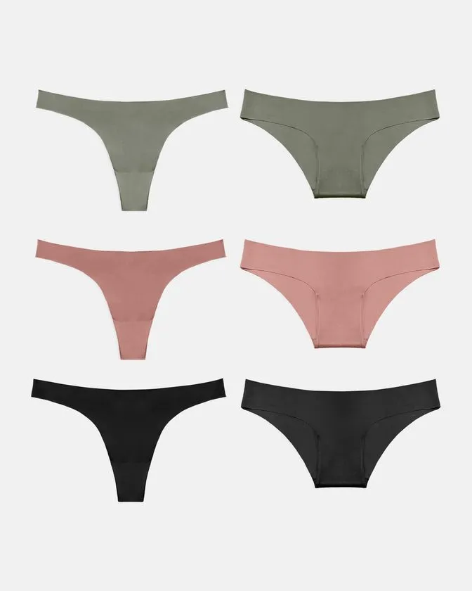 Nylon-Elasthan Hipster & Brazilian Slip – 6er-Pack