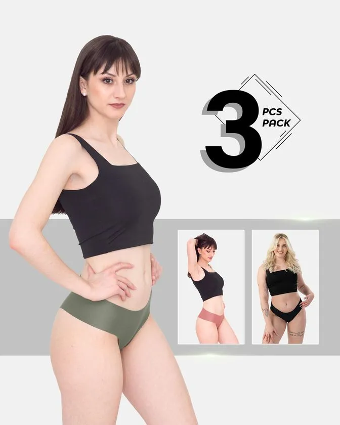 3er-Pack Hipster-Slips für Damen aus Nylon und Elasthan