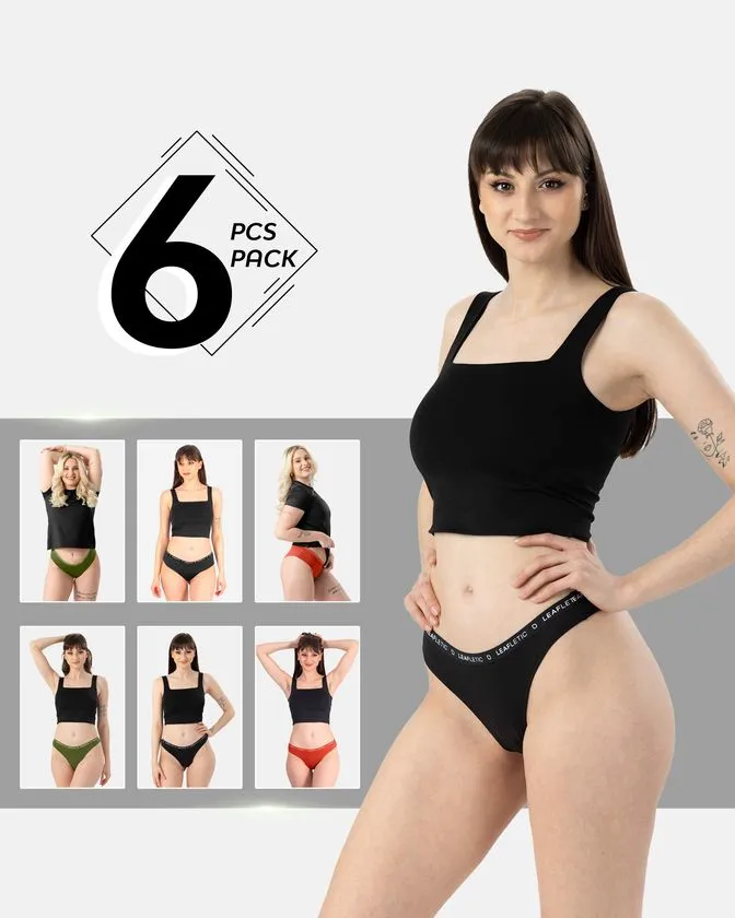 Hipster und Brazilian Unterwäsche aus Baumwolle und Elasthan – 6er Pack