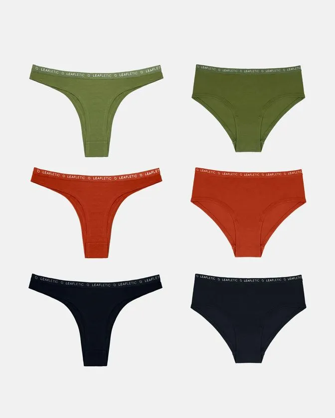 Hipster und Brazilian Unterwäsche aus Baumwolle und Elasthan – 6er Pack