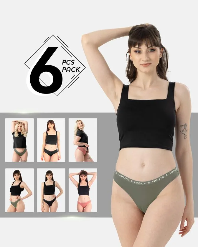 Nylon-Elasthan Hipster & Brazilian Slip – 6er-Pack
