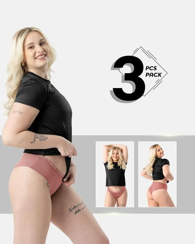 3er-Pack Hipster-Slips für Damen aus Nylon und Elasthan