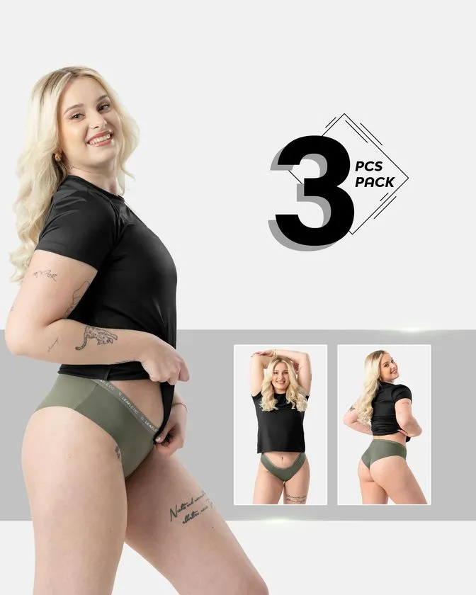 3er-Pack Hipster-Slips für Damen aus Nylon und Elasthan