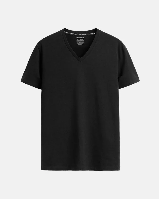 V-Ausschnitt Stretch Bambus-Viskose T-Shirt