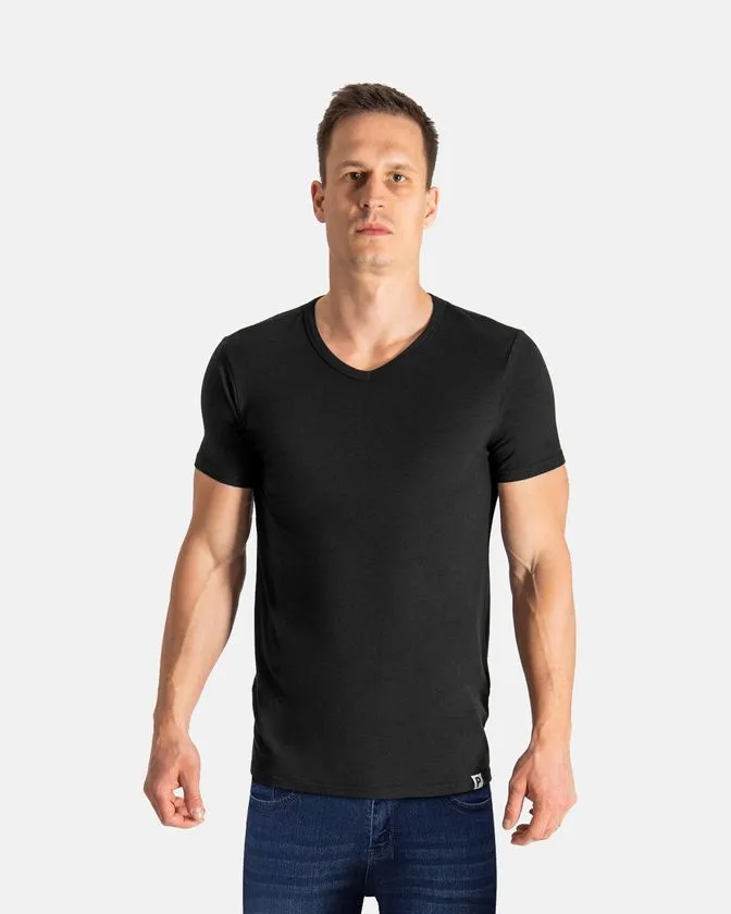 V-Ausschnitt Stretch Bambus-Viskose T-Shirt
