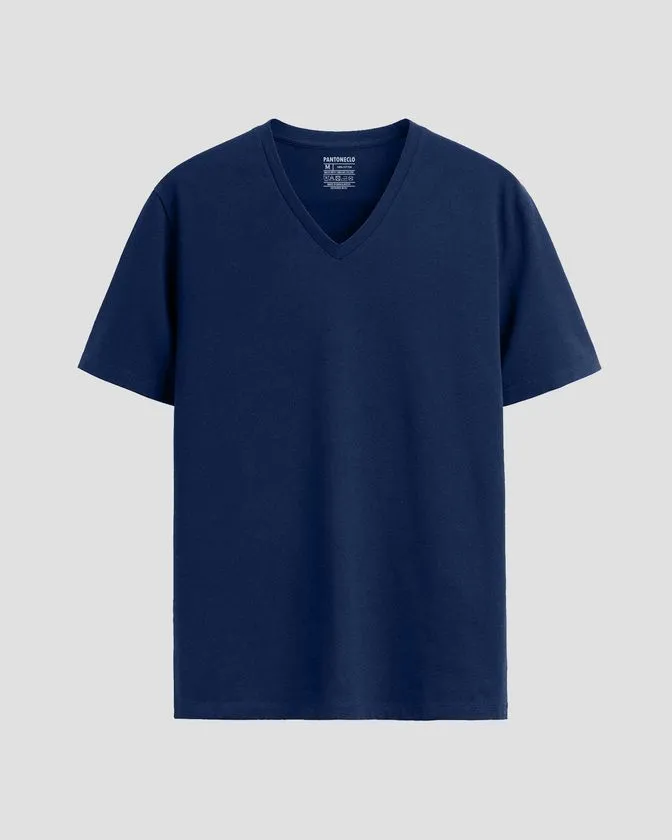 T-Shirt mit V-Ausschnitt aus weicher Baumwolle